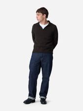 Long Sleeve Knit Polo ~ Bark Boucle