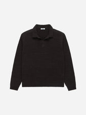 Long Sleeve Knit Polo Bark Boucle 3sixteen