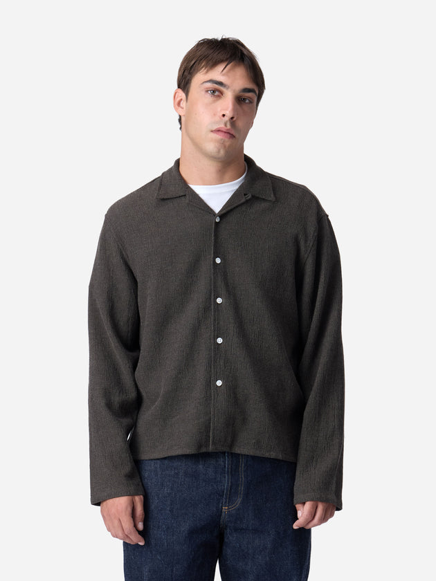 Loop Collar Shirt - Chocolate Marled | 3sixteen