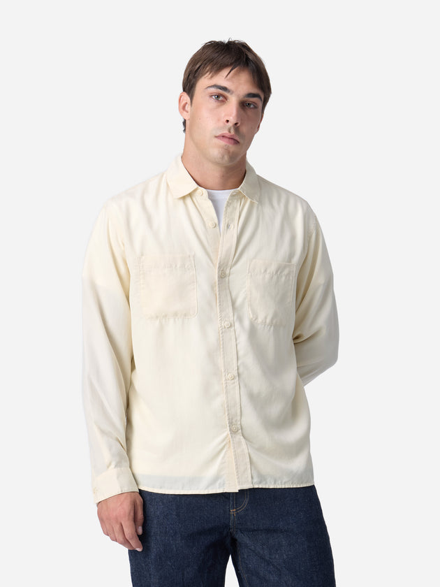 Mechanic Shirt - Ivory Lyocell | 3sixteen