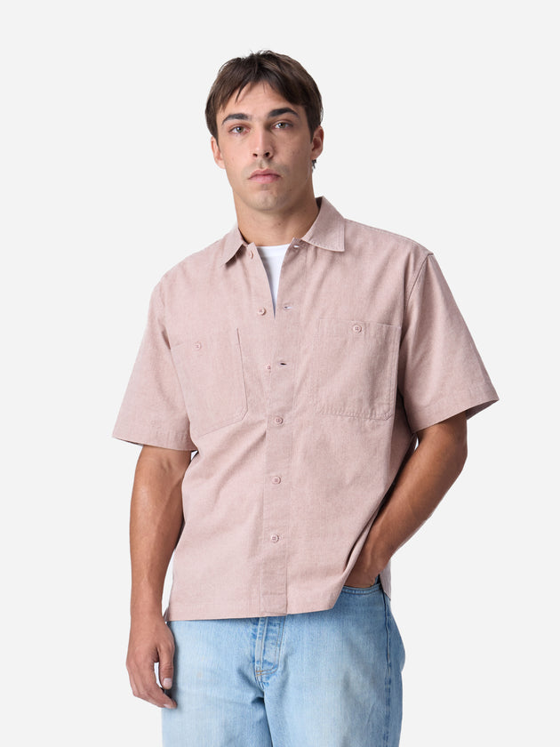 Short Sleeve Workshirt - Blush Twill | 3sixteen