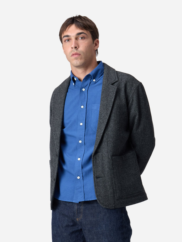 Work Blazer Grey Melton Wool 3sixteen