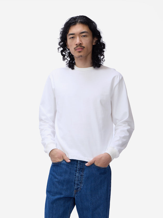 Heavyweight Boxy Long Sleeve T-shirt - White | 3sixteen