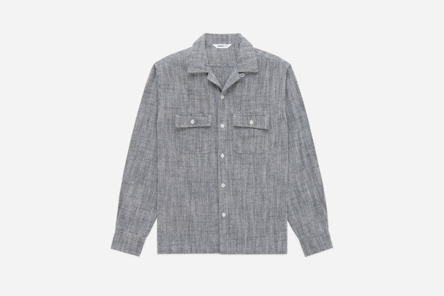 Camp Shirt - Black Cotton/Linen HBT | 3sixteen