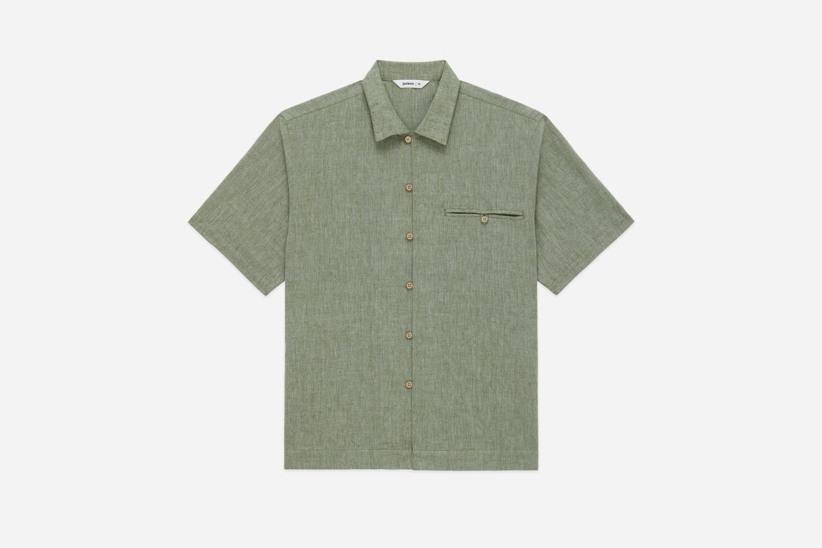 Short Sleeve Loop Shirt - Grass Linen/Cotton | 3sixteen