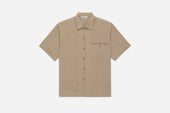Short Sleeve Loop Shirt Khaki Linen Cotton 3sixteen
