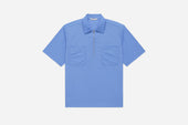 Short Sleeve Zip Shirt - Powder Blue Nylon | 3sixteen