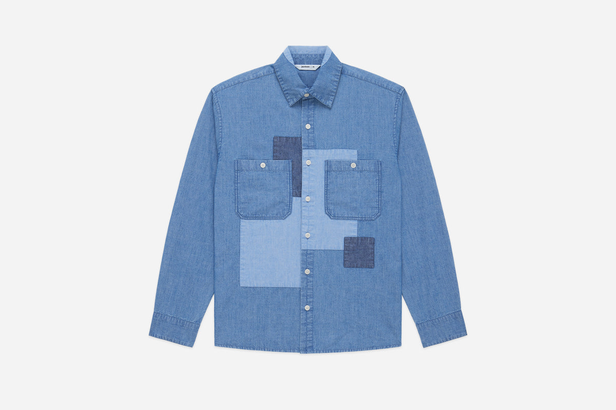 Utility Shirt - Indigo Patchwork Chambray | 3sixteen
