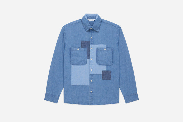 Utility Shirt - Indigo Patchwork Chambray | 3sixteen