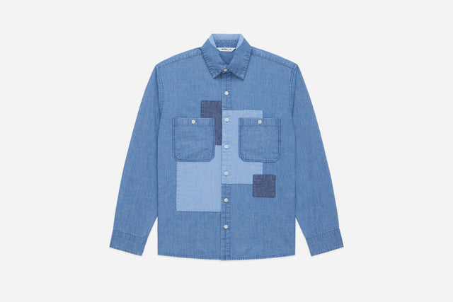 Utility Shirt ~ Indigo Patchwork Chambray