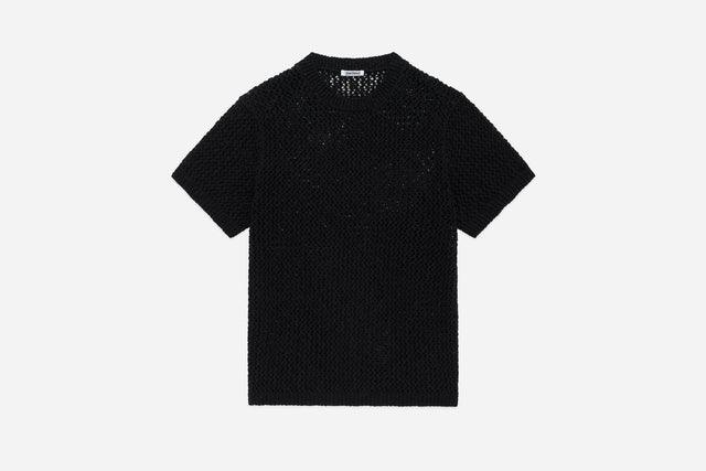 Knit T-Shirt - Black Flamme Mesh | 3sixteen