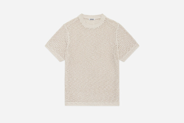 Knit T-Shirt - Ecru Flamme Mesh | 3sixteen
