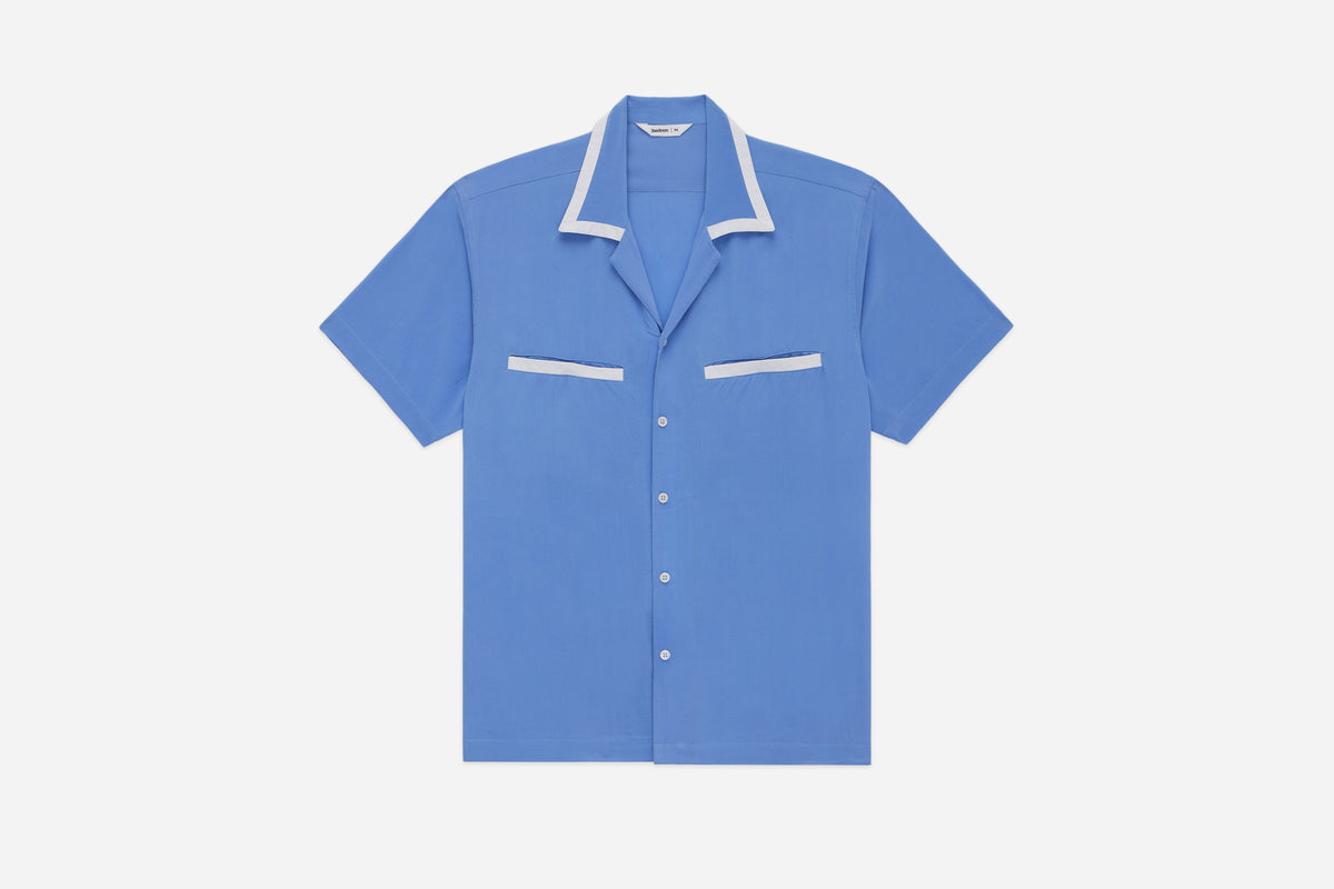 Bowling Shirt - Powder Blue Silk | 3sixteen