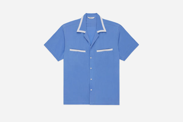 Bowling Shirt - Powder Blue Silk | 3sixteen
