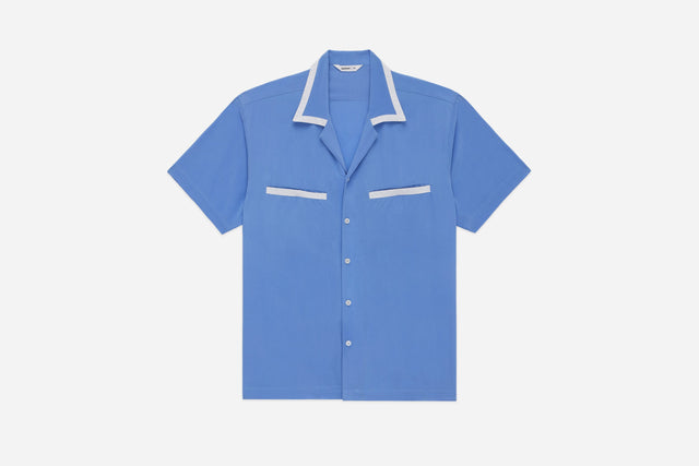 Bowling Shirt ~ Powder Blue Silk