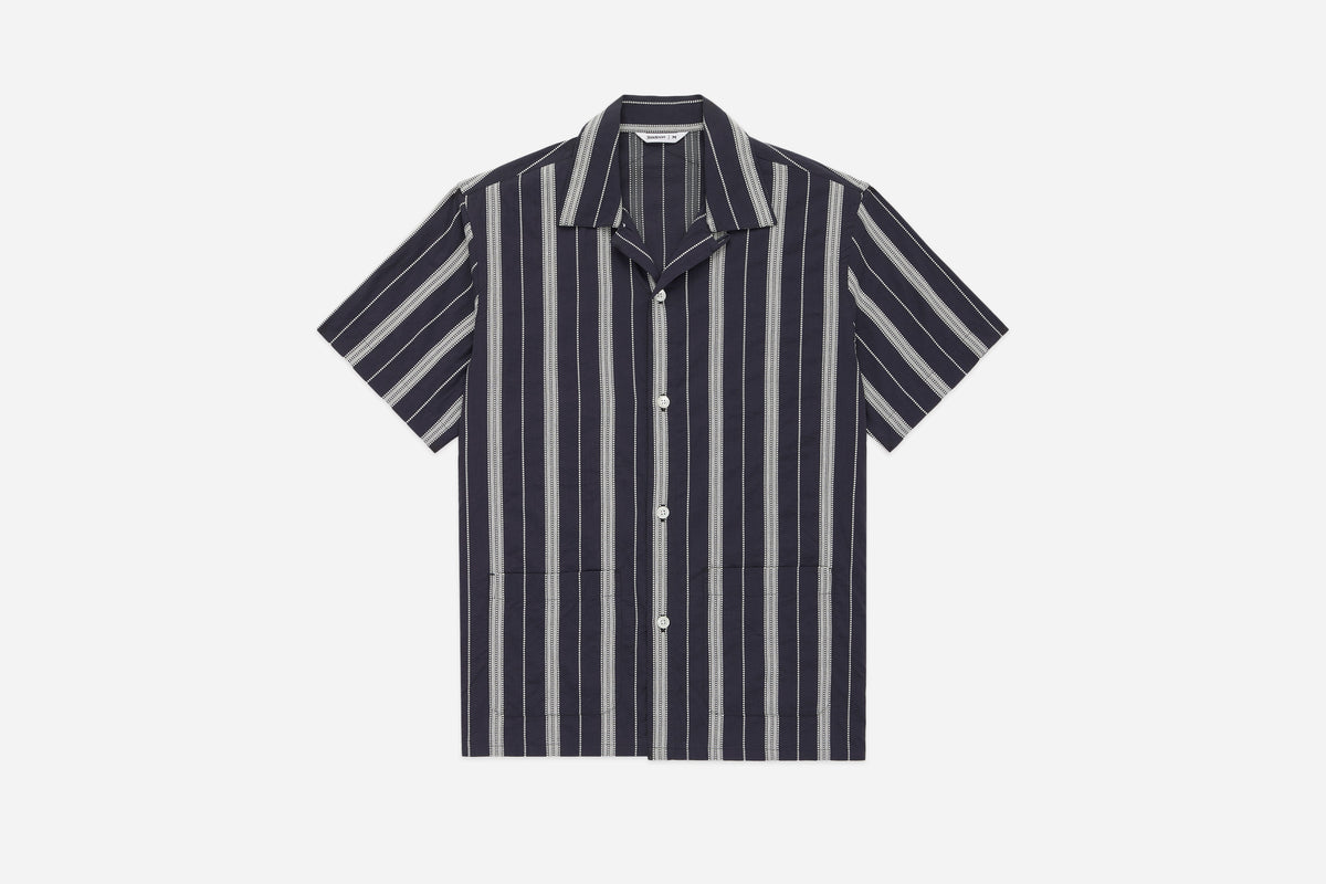 Cabana Shirt - Black Ticking Stripe | 3sixteen