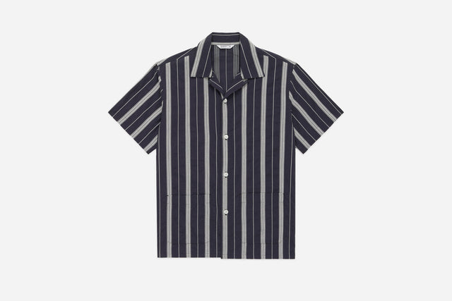 Cabana Shirt - Black Ticking Stripe | 3sixteen