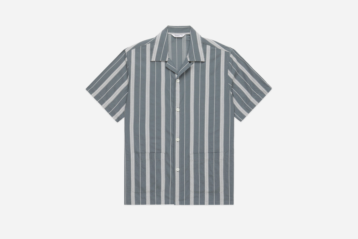 Cabana Shirt - Sage Ticking Stripe | 3sixteen