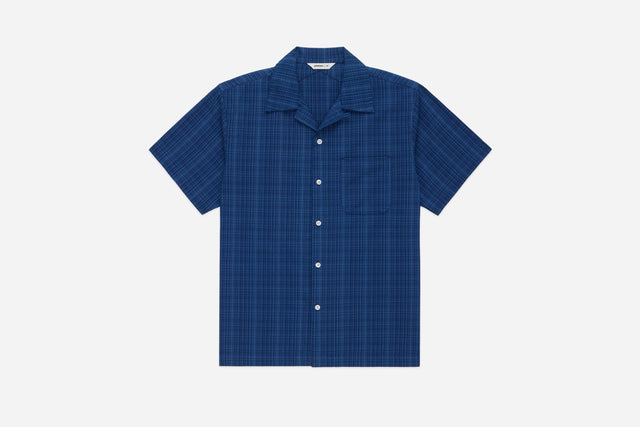 Vacation Shirt ~ Indigo Microcheck