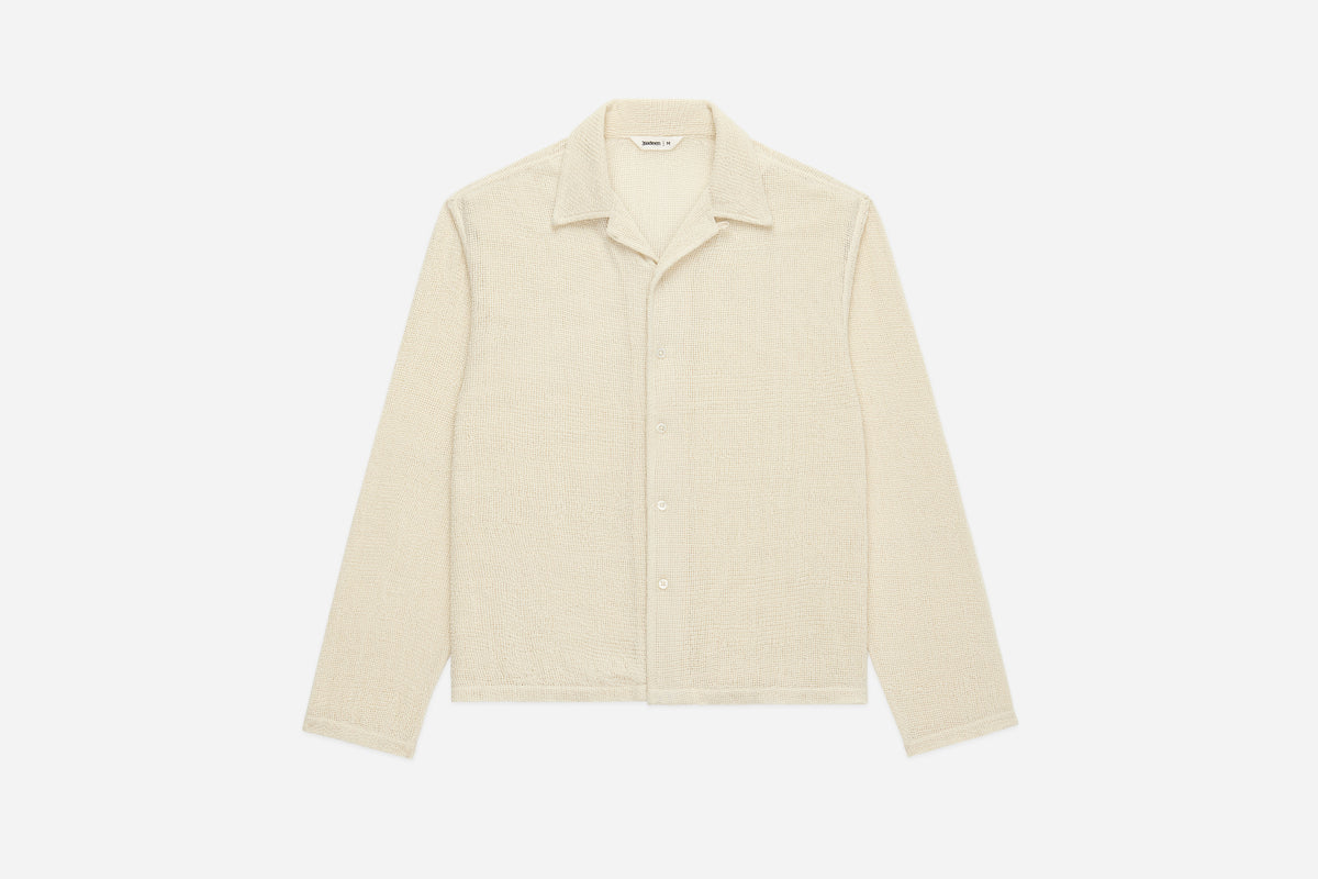 Loop Collar Shirt - Ecru Mesh | 3sixteen
