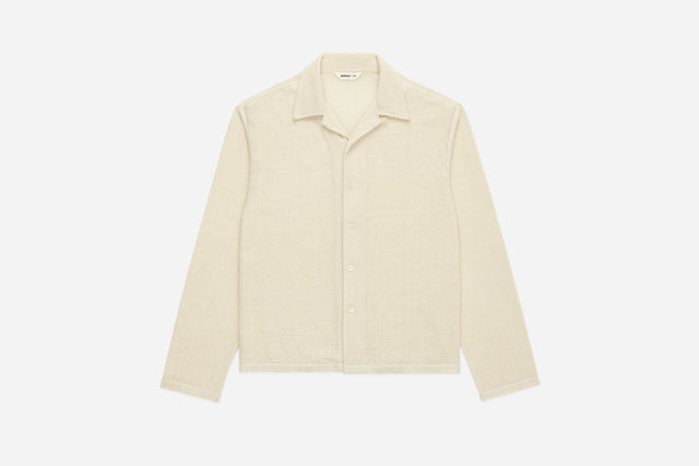 Loop Collar Shirt ~ Ecru Mesh