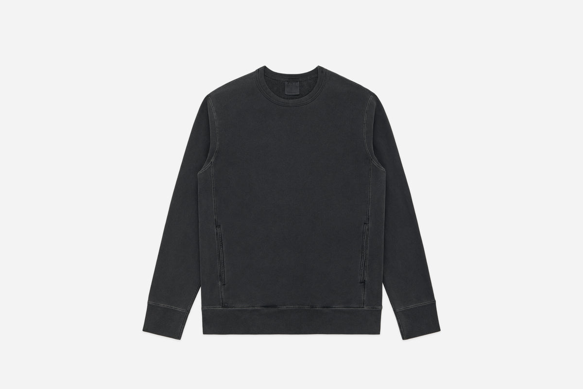 Garment Dyed French Terry Crewneck Smoke 3sixteen