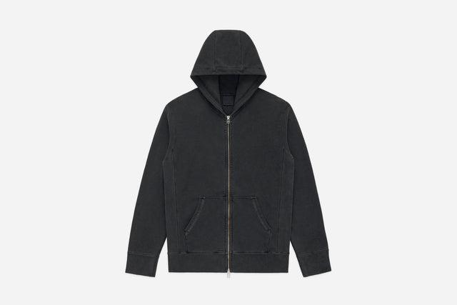 Garment Dyed French Terry Zip Hoody Smoke 3sixteen