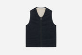 Reversible Work Vest ~ Black Canvas/Ecru Wool Sherpa