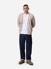 V Neck Cardigan Khaki Boucle Alpaca 3sixteen