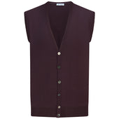 Merino Wool Sleeveless Cardigan - Eggplant