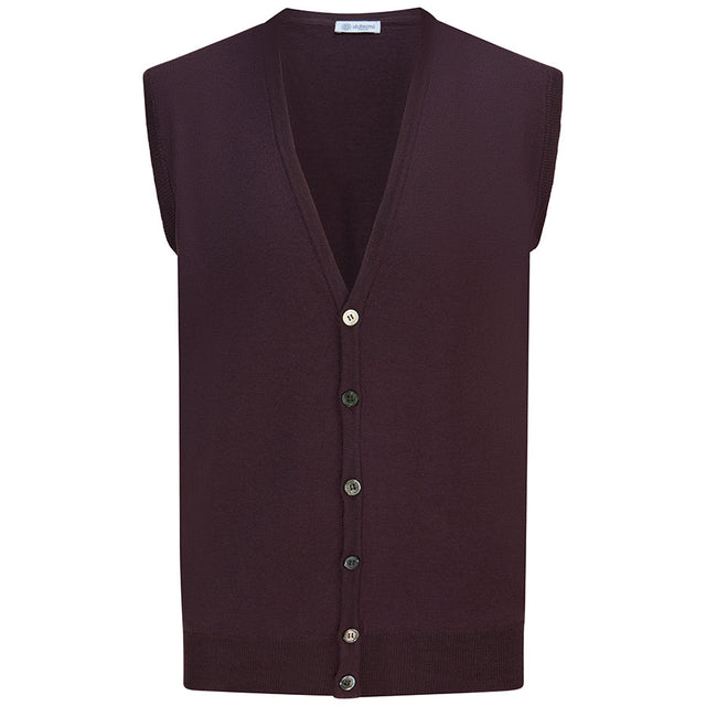 Merino Wool Sleeveless Cardigan - Eggplant