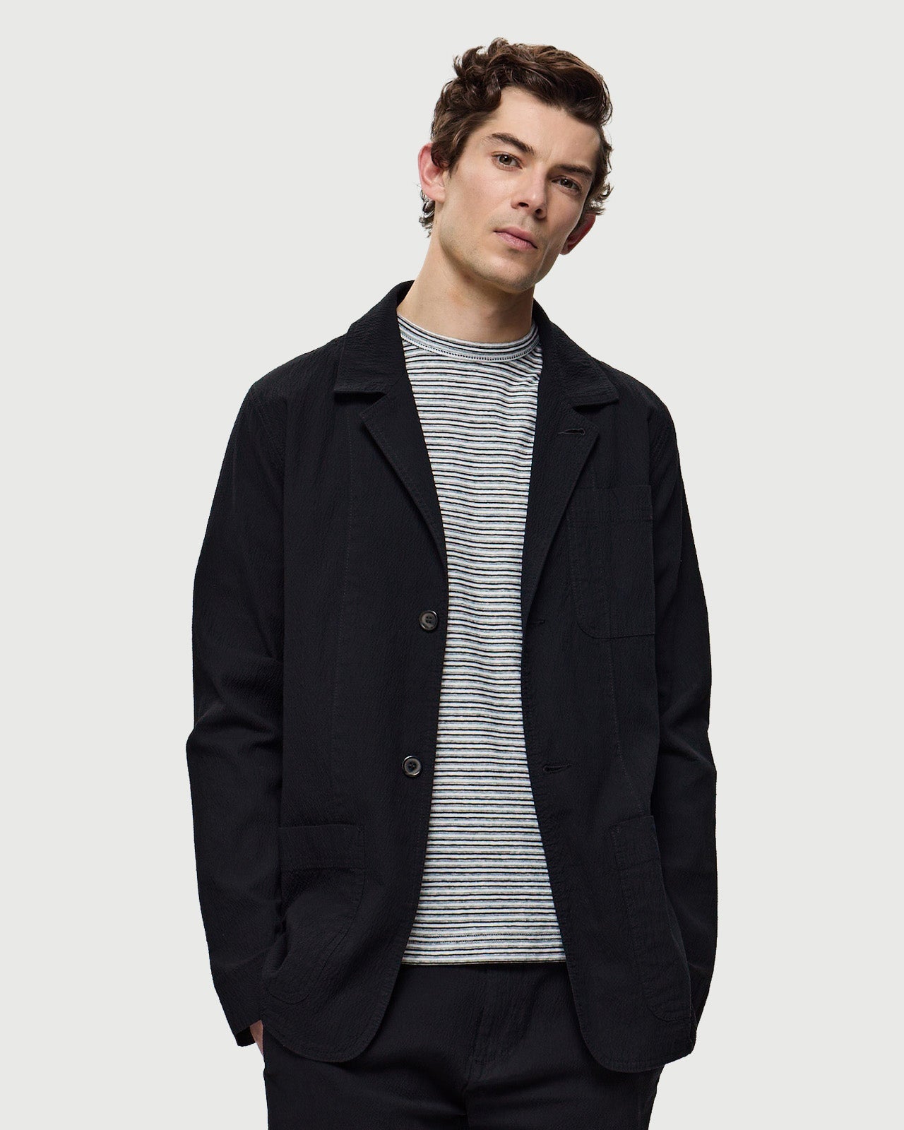 Haussmann Seersucker Noir Onyx
