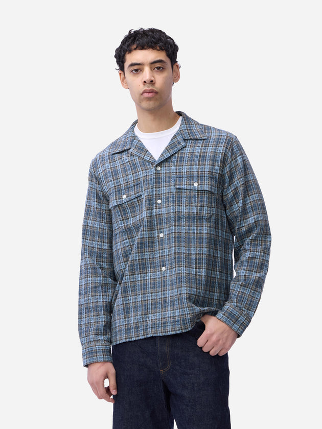Camp Shirt - Blue Dobby Plaid | 3sixteen