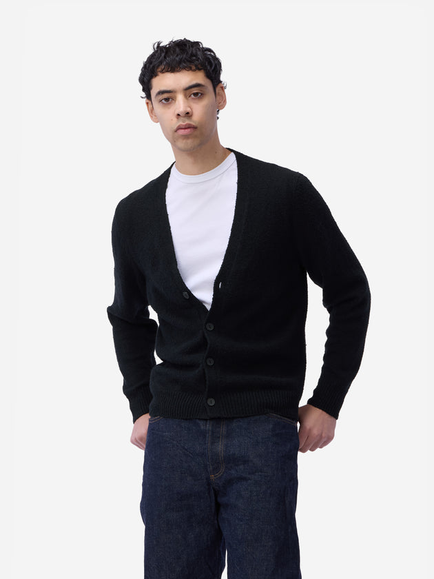 Classic Cardigan - Black Boucle | 3sixteen