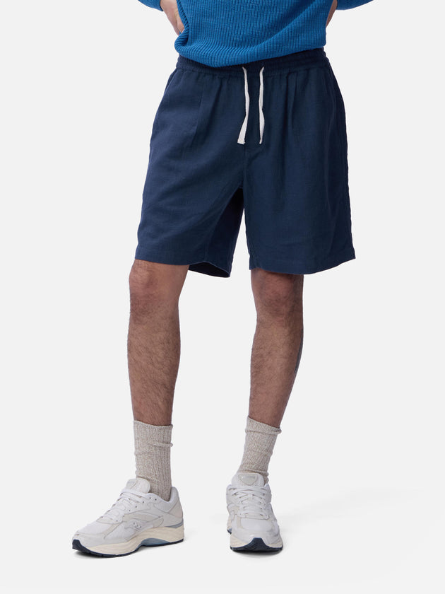 Drawstring Short - Navy Linen | 3sixteen