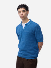 Knit Polo ~ Vintage Blue Boxweave