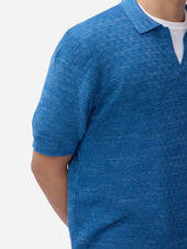 Knit Polo ~ Vintage Blue Boxweave