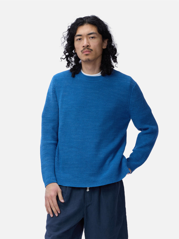 Long Sleeve Knit T-Shirt - Vintage Blue | 3sixteen