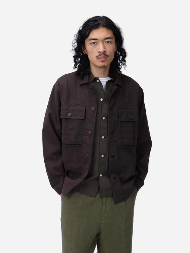 M43 Overshirt - Chocolate Linen | 3sixteen
