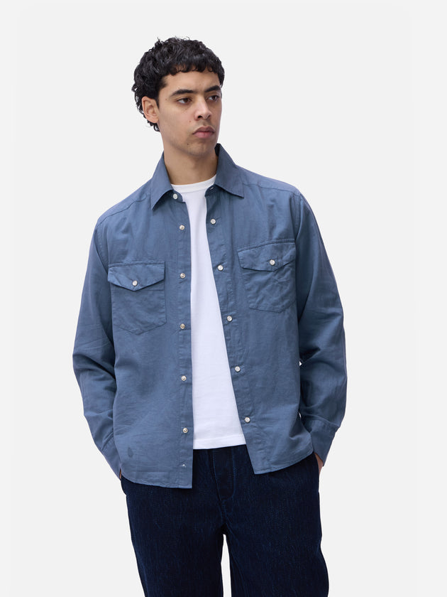 Snap Western Shirt Slate Garment Dyed 3sixteen