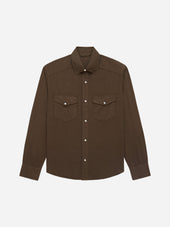 Snap Western Shirt Mocha Garment Dye 3sixteen