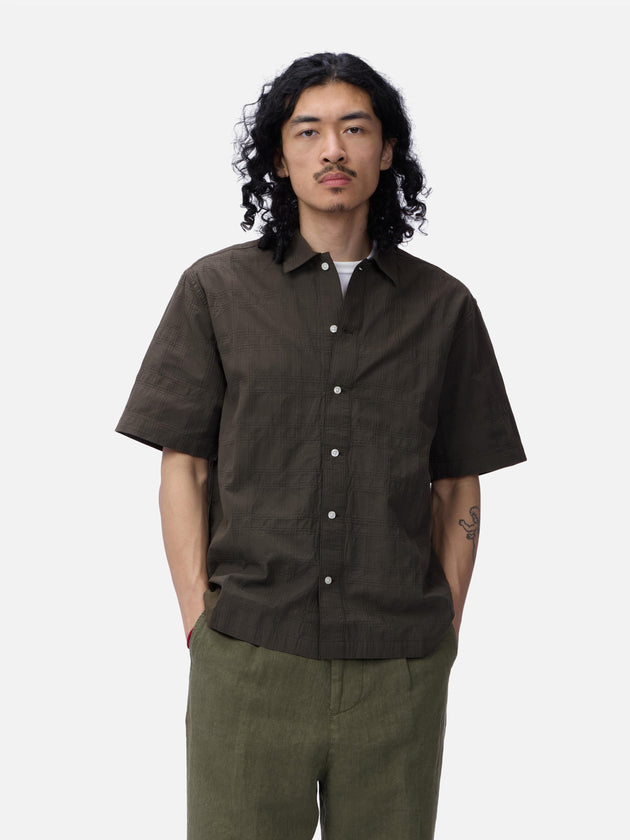 Short Sleeve Work Shirt Ink Grid Dobby 3sixteen