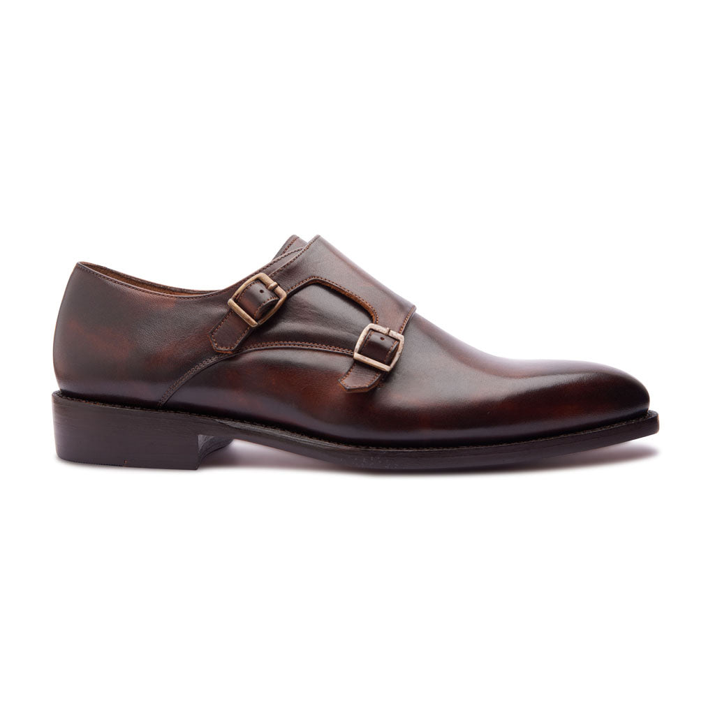 Velar Double Monk Strap Chestnut Hand Welted Classics Collection