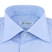 Poplin Semi Spread Shirt White Reverse Stripe