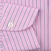 Poplin Semi Spread Shirt Pink Ticking Stripe