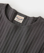 1950s Ribbed Cotton-Spandex Blend T-Shirt - Dark Gray