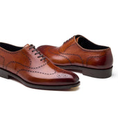 Constello True Seamless Faux Wingtip Brogue Hand Welted Bourbon Calf