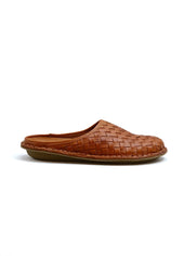 ROMA | Woven Leather Slipper | Cognac Brown