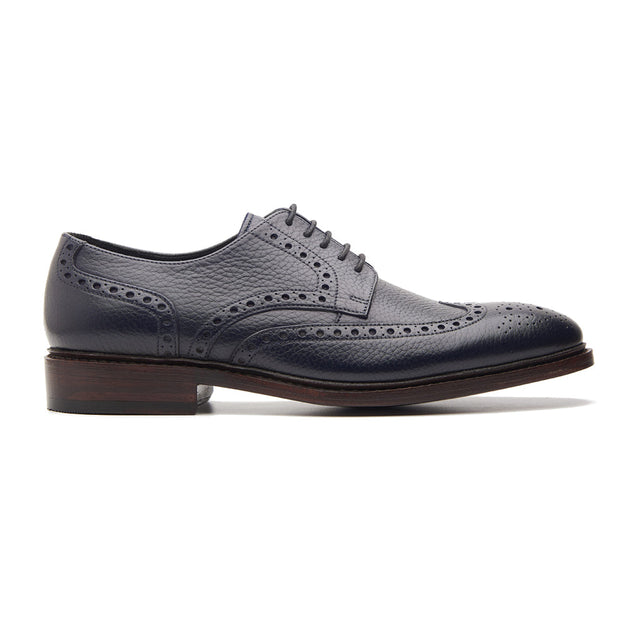 Carl-X, Wingtip Derby - Navy Milled | Hand Welted Contemporary Classics