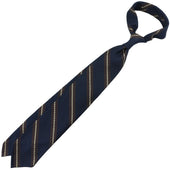 Striped Grossa Grenadine Silk Tie Navy Brown